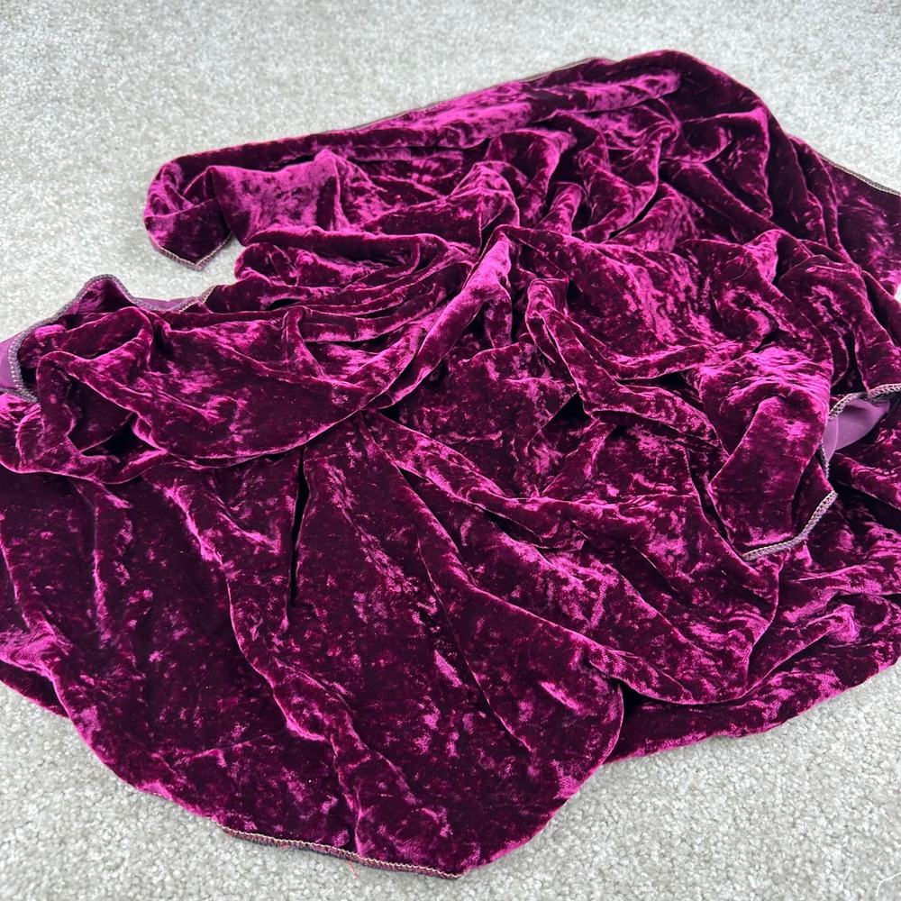 Vintage Crushed Velvet Fabric Remnant Plum Purple Gothic Victorian Luxe 1 Yard